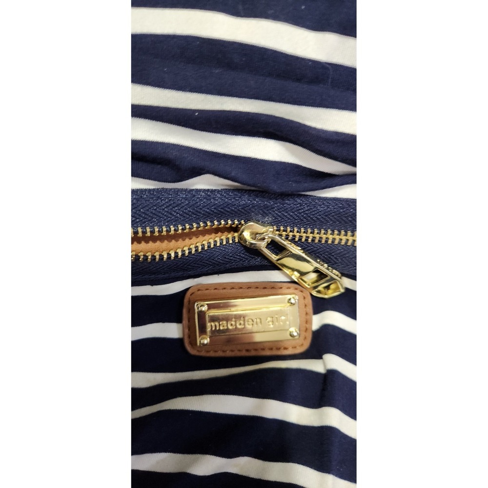 Steve Madden-Madden Girl Navy Blue And White Stripe Little Backpack Bag - Picture 2 of 6